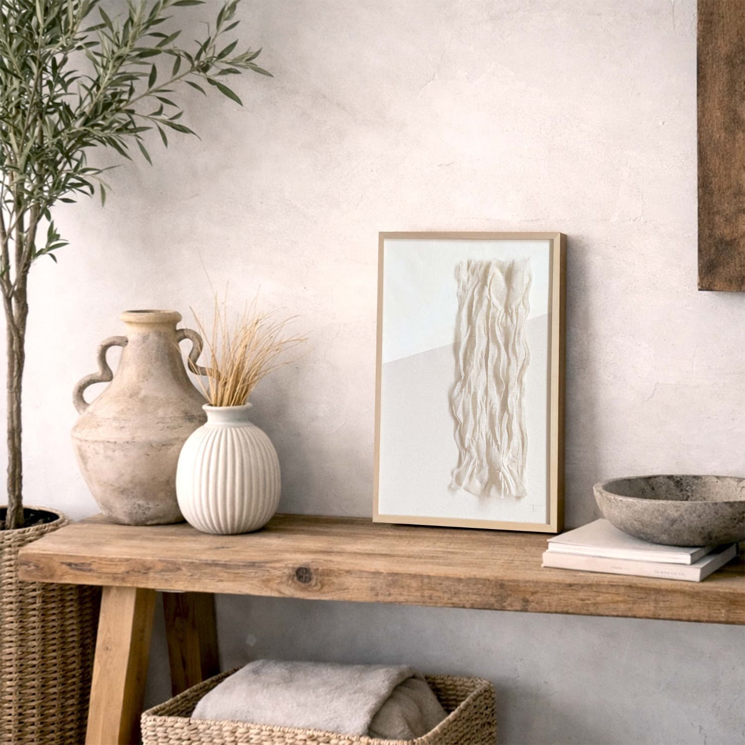 Medio drapeado en lino